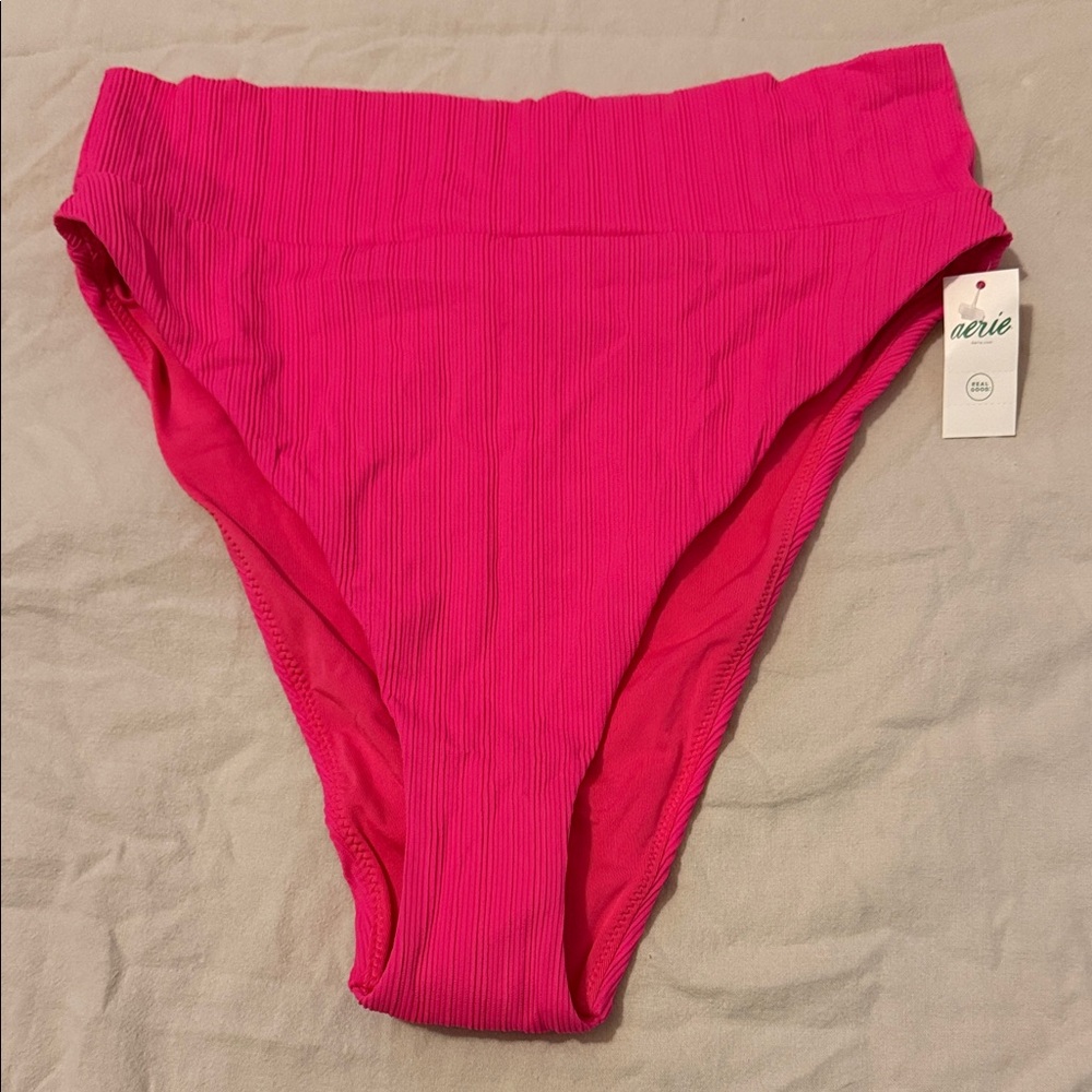 Aerie Vibrant Pink Ribbed Bikini Bottom